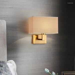 Wall Lamp Minimalist Black Or Bronze Sconces With Rectangle White Yellow Fabric Shade For Bedroom Hallway USB Lights Switch