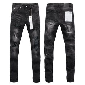New Men's Jeans Black Ripped Patch Elastic Pencil Denim Pants Streetwear Hip Hop Slim Fitting Trousers Male