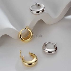 Hoop Huggie Punk round thick hoop earrings suitable for women gold galvanized wide and thick geometric metal declaration earrings vintage jewelry 24326