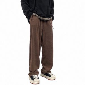 primavera marrone / nero pantaloni di velluto a coste uomini fi retro pantaloni casual uomo streetwear allentato hip hop pantaloni dritti pantaloni uomo M-2XL v6gL #