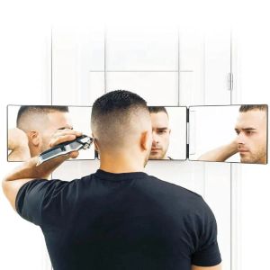 Specchi Specchio per il trucco Pieghevole Specchio per parrucchiere da 360 gradi Taglio e styling dei capelli fai da te Strumento regolabile Specchio da barba per uomo