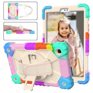 Colorful Rotated Kickstand Tablet Cases for Ipad Samsung Galaxy Tab A7 Lite T220 T225 A 8 T290 Heavy Duty Military Protective Shockproof Cover Handle Shoulder Strap