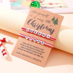 Рождественский браслет с английскими буквами, универсальный тканый набор тематических карточек для женщин