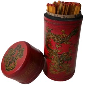 Sculture cinesi antichi bastoncini della fortuna prognostica nella scatola della fenice di Draong rosso I fornitori di divinazione inviano scritture cinesi e inglesi