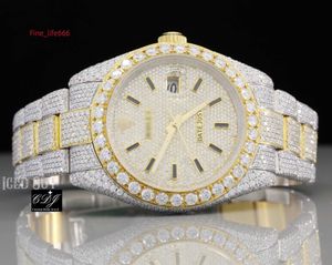 Moissanite Studded y iced out relógio de luxo busto dois tons Hip Hop Diamond Watch para homens e mulheres20RG