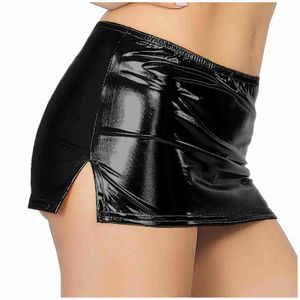 Sexy Skirt Skirts Womens Fashion Micro Skirt Sparkling Metal Artificial Leather Split Skirt Nightclub Pole Dancing Low Waist Elastic Waistband Miniskirts 24326