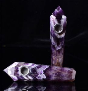 Natural Amethyst Crystal Smoking Pipe Craft Crystal Quartz Stone Wand 1 Metal Filters4475645