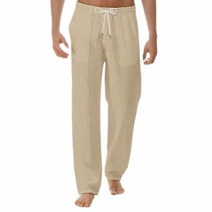 new Men's Cott Linen Lg Pants Summer Solid Color Breathable Linen Trousers Comfortable Men Casual Harajuku Trous L4IS#