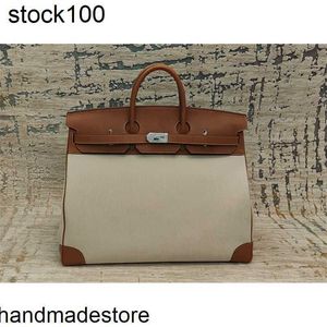 Borsa Hac grande di lusso da 50 cm Borsa da uomo Designer per uomo Borsa di qualità completamente fatta a mano Toppest in pelle + tela Linea di cera Cuciture all'ingrosso Bk Vera pelle JT6M