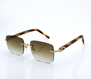 Modedesigner 012 Solglasögon Mens Classic Vintage Metal Square Shap Rimless Sun Glasses Outdoor Simple Business Style UV Prote8756065