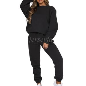 Damen Hoodie-Hosen-Set, Rundhalsausschnitt, langärmelige Sweatshirts, Größe S-2XL 26637