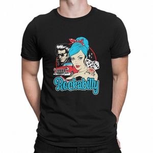 Rockabilly Pinup Girl 50s Sock Hop Party Rock and Roll TシャツヴィンテージオルタナティブメンズTシャツo-neck 68wk＃