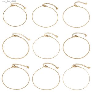 Cavigliere Bracciale alla caviglia in acciaio inossidabile 304 con catena in oro adatto per l'espositore da spiaggia a piedi nudi da donna.Bracciale alla caviglia semplice lungo 22,5 cm (8 7/8) 1 pezzoC24326