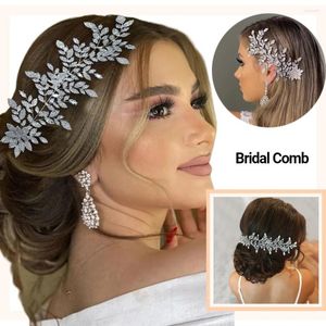 Headpieces a61 luxo strass nupcial pentes de cabelo acessórios para mulheres tiara moda flor peça casamento headpiece