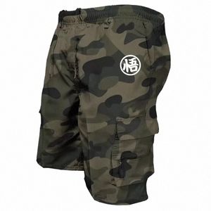 Mens shorts táticos de verão Cargo de jogging casual solto multipockets de cintura elástica para caminhadas macacões escalam calças curtas U8TC#