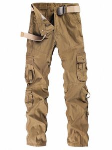 2022 Casual Cargo Pants Män arbetar byxor Male Loose Fit Cott Straight Leg Casual Workwear With Muti Pockets Militära lastbyxor U5x8#