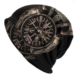 Berretti Cappelli a cuffia Mitologia vichinga Uomo Donna Thin Skullies Berretti Cappello Vegvisir Shield Valhalla Autunno Primavera Berretto caldo Design Caps