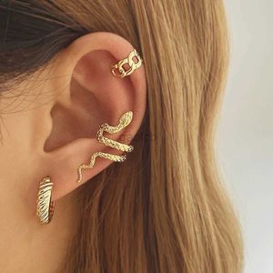 Hoop Huggie ifmia Retro Snake örhängen Kvinnor Charm Gold Round Ear Clips Womens 2022 Trend Ear Sleeves Valentines Day Gift Jewelry 24326