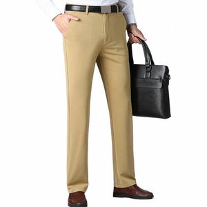 men Trousers Solid Color Pants Formal Busin Style Men's Pants with Zipper Closure Pockets Soft Breathable Thin Full y9Yg#