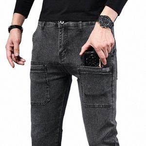 2023 New Men's Slim Jeans Stretch Skinny Multi Pocket Fi Designer Denim Trousers Male Brand Clothes Pants Streetwear h4Hc#