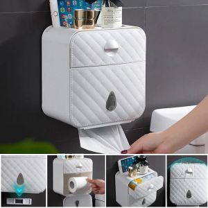 ホルダー防水トイレットペーパーホルダーパンチ無料プラスチックロールペーパータオルホルダー壁取り付けられたバスルームシェルフ収納ボックスティッシュハンガー