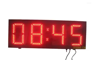 Orologi da parete di grandi dimensioni per esterni impermeabili da 12 pollici di altezza carattere 4 cifre colore rosso ore e minuti orologio a LED (4-12R)