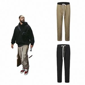 Black Khaki Retro Pants Baggy High Street Mens Joggers Vintage Straight Byxor Lossa Casual Back Fickets Sweatpants for Men E8X1#