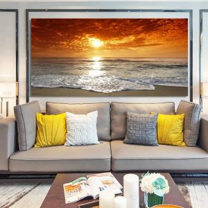 Sea Beach Malerei Wanddekoration POSTERS Landschaft Leinwand Drucke Seelandkunstbilder für Wohnzimmer Moderne Welle Sonnenuntergang Cuadros