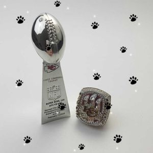 Kansas Chieftain Championship Ring med 10 cm Super Bowl Trophy Inscription Set