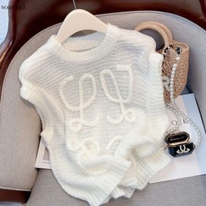 Loe Anagram 1846 Fashion Classic Trendy Designer 2023 Women Summer Summer New Mohair Sleeveless Sweater