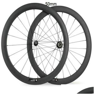 Rodas de bicicleta Cyling Color Fl Carbon Bicycle Wheels700C Clincheubaubess Ciclismo 25mm de largura V Freios ou disco rodado feito em Drop Deliver Dhebi