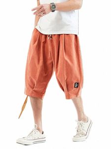 Plusowe letnie spodnie haremowe Mężczyźni Krótki joggery w stylu chińskim kieliszkiem swobodne workowate spodnie męskie spodni Capris 8xl w4z5#