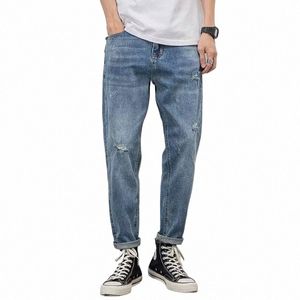 Foro maschile consumato Fi Jeans casual Gioventù Loose Fit Gamba piccola Pantaloni in denim Jeans larghi per gli uomini t8wr #