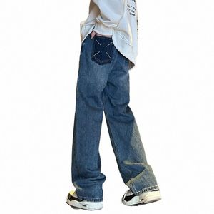 black/blue Spring New Straight Jeans Men Women Wide Leg Denim Skateboard Trousers Fi Boyfriend Pants Male i0Ib#