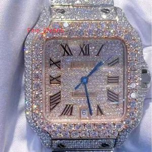 Moissanite Mosang Stone Diamond Watches 커스터마이징은 남성의 테스트를 통과 할 수 있습니다