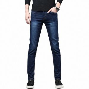 2020 NOWOŚĆ DENIM DENIM DERNIS JEANS PRAWO PEŁNEGO DŁUGOŚCI Z WYSOKIMY Elastyczność Slim Pants Man Fi Mid-Pistist Dżinsy Mężczyźni 59rt#