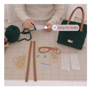編み手作りバッグマテリアルキット織りバッグラッチフックメッシュクロスウールバッグ実用的なバッグを作る縫製アクセサリー