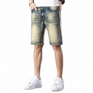 retro jeansowe szorty dżinsy mężczyźni All-Match Fit proste letnie spodnie Mężczyzna wysokiej jakości High Street Short 54TB#