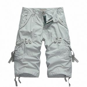 summer Cargo Shorts Men Cott Casual Outdoor Military Men's Shorts Multi-Pocket Fi Calf-Length Pants Men Plus Size 75T5#