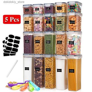 Food Jars Canisters 5-piece kitchen storage cabinet organizer PP high-quality food container kitchen cooler noodle box Multimain storage cabinet jarL24326