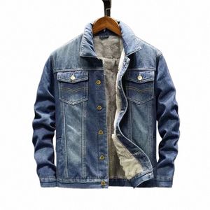 2023 New Men Winter Jean Jackets Outerwear Warm Denim Coats Men Fi Wool Liner Thicker Winter Denim Jackets Plus Size M-8XL j8sq#