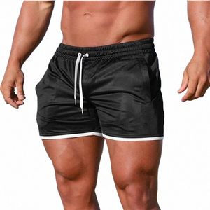 2023 Herrens gymträningsshorts Fitn Workout Mesh Quick-Tork Sports Compri Running Shorts Male Black Summer Casual Clothing P2YY#