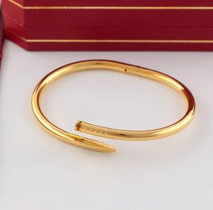 Titanium Steel Gold Silver Charm Skruv Nagelarmband Bangle Pulsera Armband för män och kvinnor Bröllopspar Perfekt älskare Present SMycken QQ