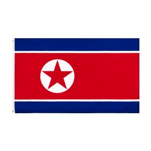 Tillbehör Nordkorea flagga livlig färg röd och blå pentagram flagga nk koreanska nationella flaggor polyester dubbel sömnad med mässing grommets