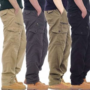 men's Military Cargo Pants Overalls Casual Cott Tactical Pants Male Multi Pockets Army Straight Slacks Baggy Lg Trousers 81EL#