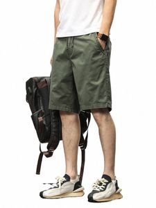 Summer Casual Shorts Mężczyźni rozciągnij Cott Cott Dripstring Solidny odzież robocza Prosta ładunek Szorty mężczyźni luźne bermudy krótkie spodnie 79b7#