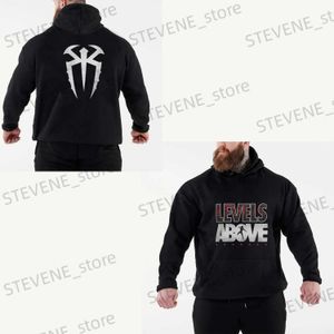 Herrspårar 2024 Autumn/Winter New Famous Wrestler Roman Rule Mens Black Hoodie Strt Sports Leisure Puls T240326