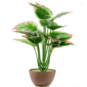 Flores decorativas 1 buquê/18 folhas artificial verde rayon tropical para decorações de festa luau falso bonsai árvore peças de plantas