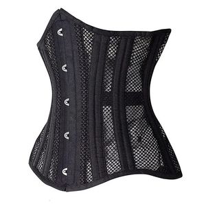 Mulher Corset Aço Treinador de cintura ósseo Underbust Corset steampunk Roupas góticas de espartilho preto Cintura Corsária de emissão 240313