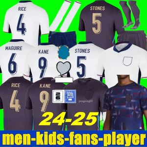 24 25 Anglii koszulki piłkarskie Saka Foden Bellingham Rashford Sterling Grealish Drużyna narodowa Kane Football Kit Kit Red Shirts Białe niebieskie Zestawy dla dzieci 46 38